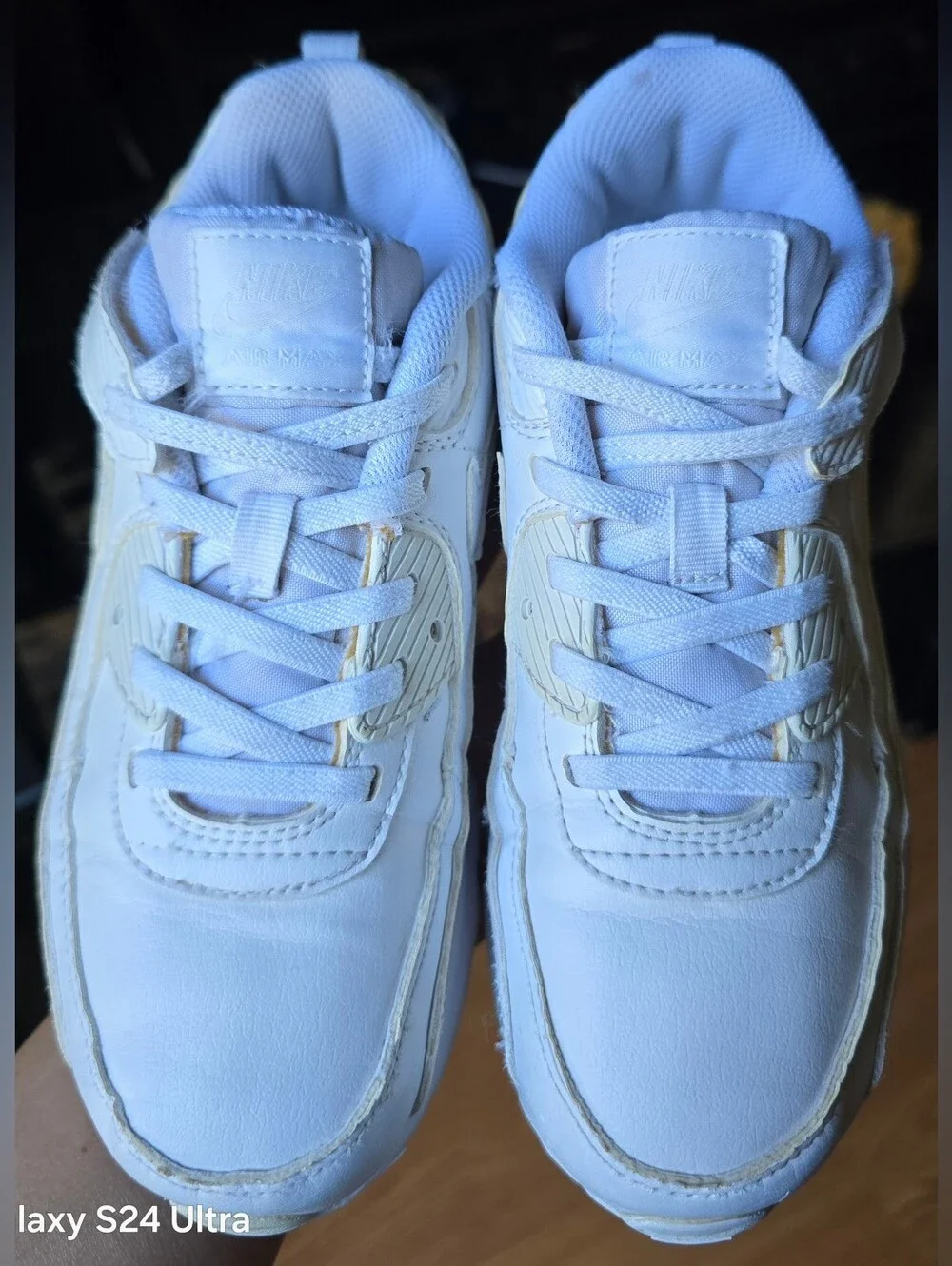 Sz 2.5Y Little Kids NIKE AIR MAX 90 LTR 'Triple White' Running Shoes